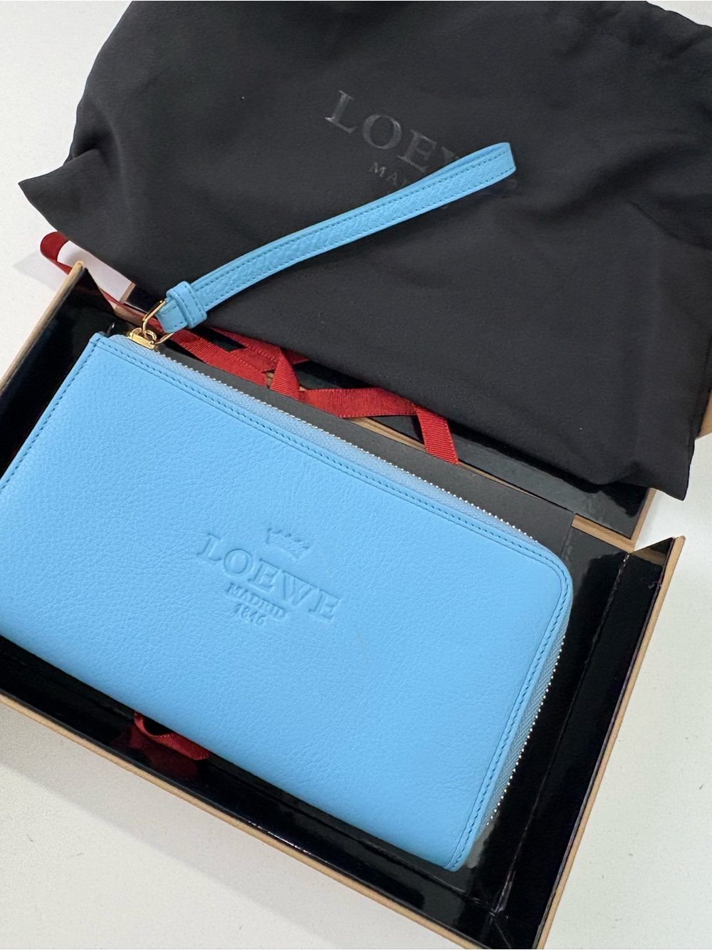 Loewe Blue Leather Zip Wristlet